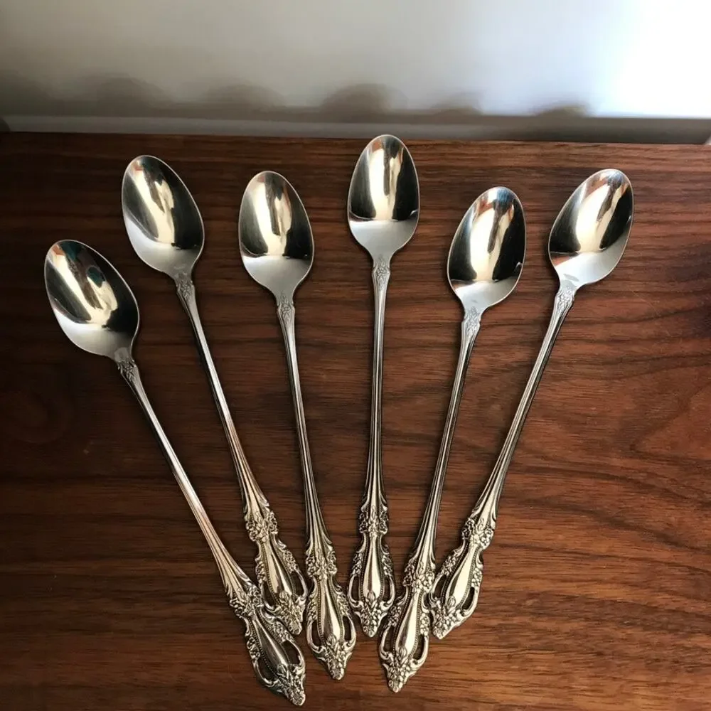 Oneida Distinction Deluxe Raphael 7.5” Long Iced Tea Spoons Flatware Set Of 6